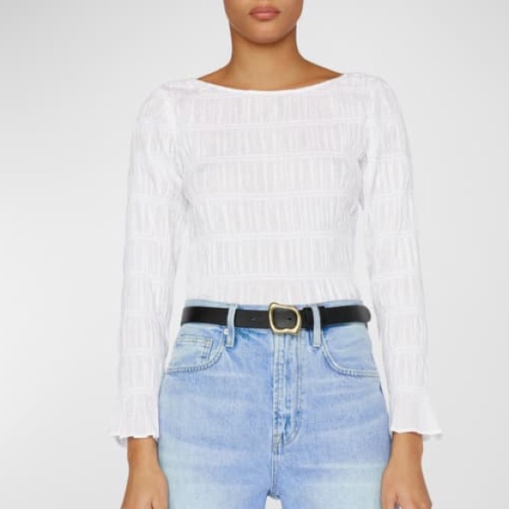 FRAME - NWT Lovely, versatile, long sleeve top, feminine ruching throughout